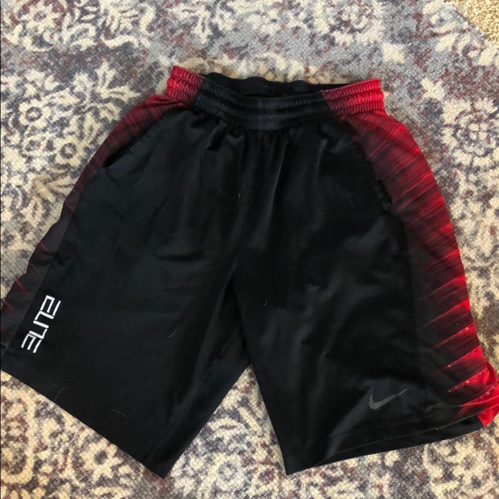 Men’s Black and Red Nike Elite Athletic Shorts